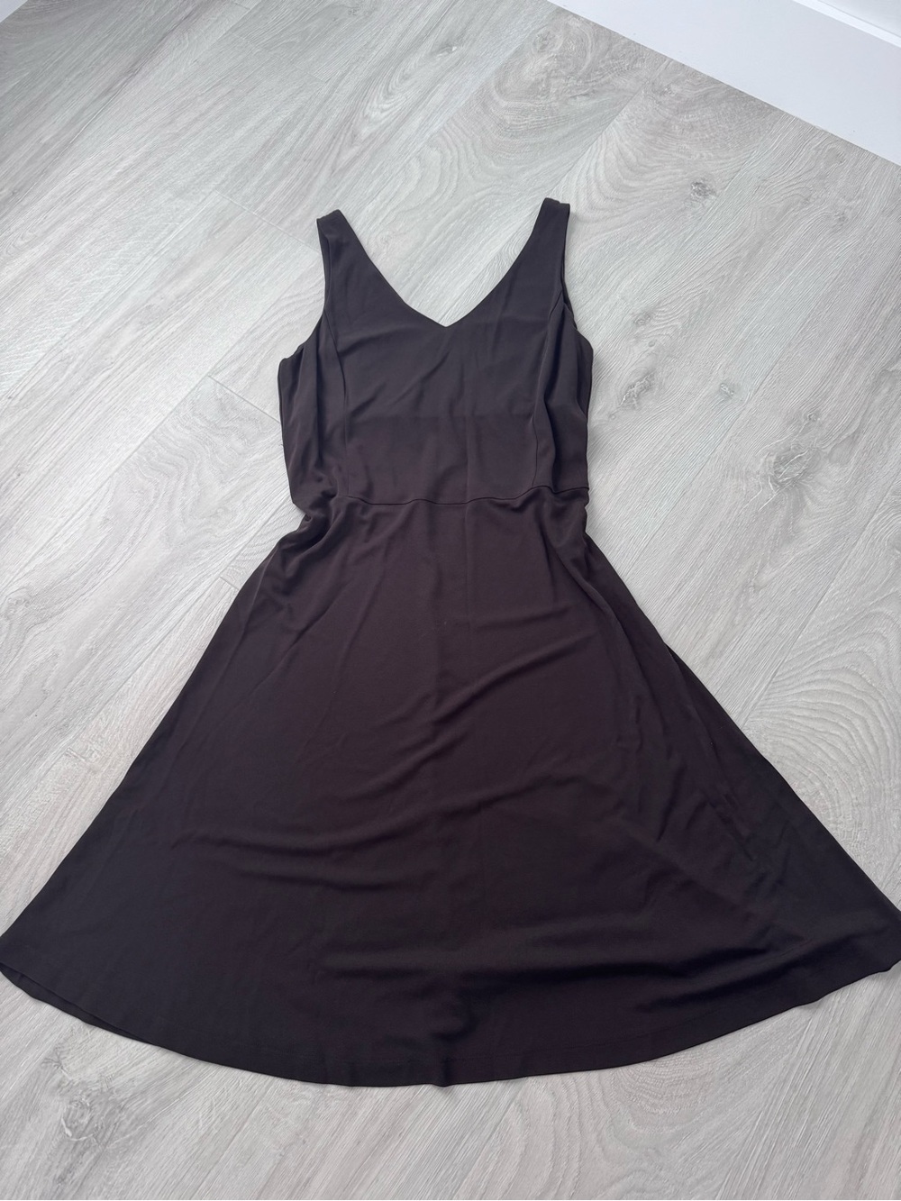 Classic Brown V-Neck A-Line Dress